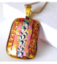 Dichroic Glass Pendant 215 Amber Gold Handmade with gold plated chain - Image 2