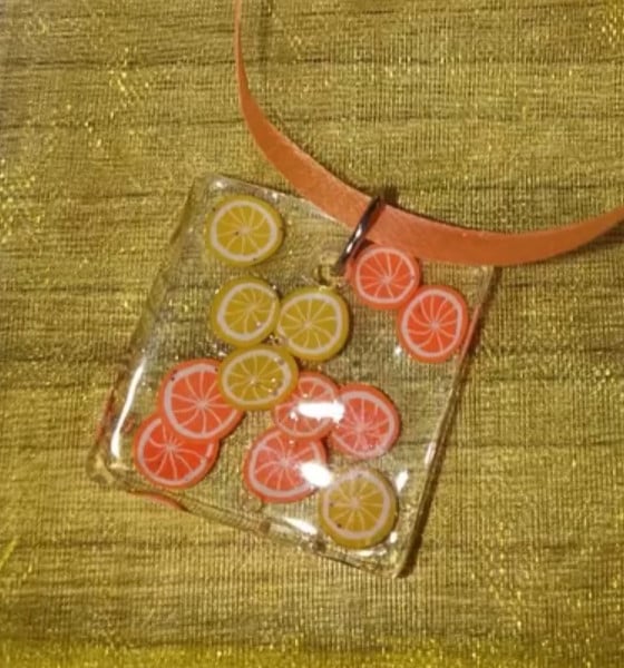 Necklace handmade with ribbon fruity fun
