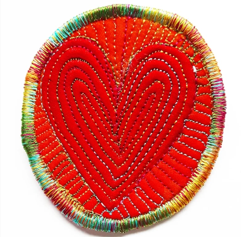 Textile Brooch Free Machine Embroidery 