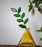 Stained Glass Leaf Suncatcher Vase Decor or Plant Pot Stake - Image 1