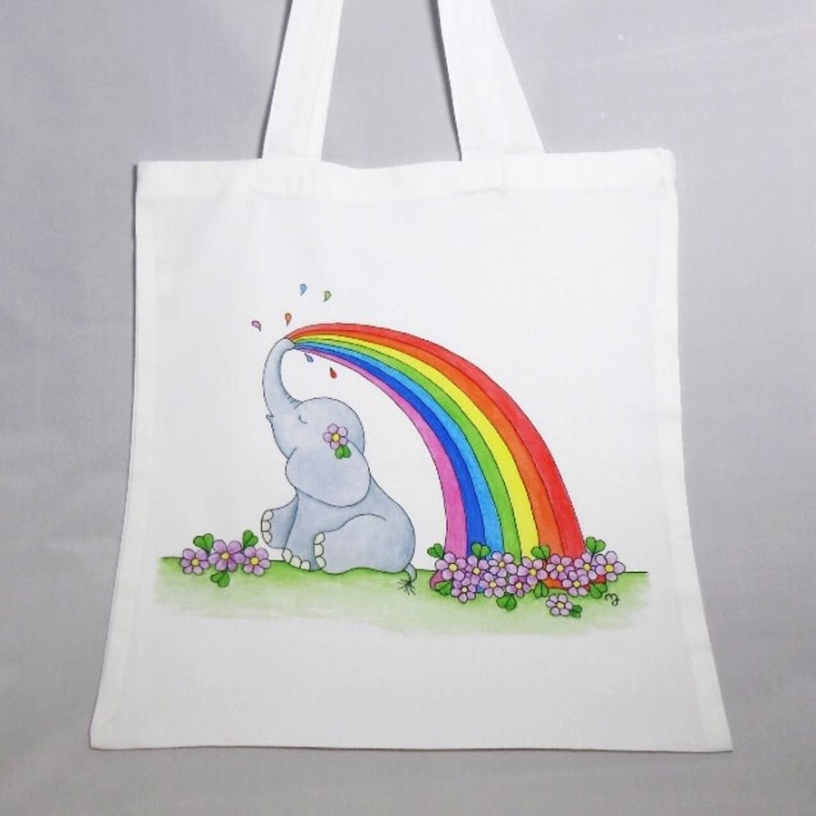 Rainbow Ellie Elephant Tote Bag - Eco Friendly Bag - Shopping Bag - Craft Bag