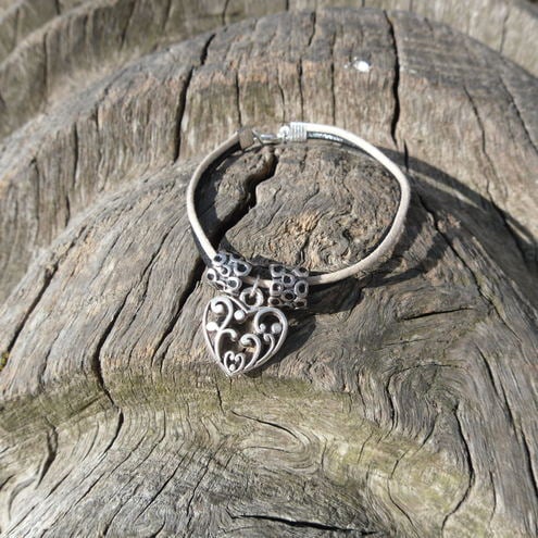 Filligree Heart Bracelet, Natural