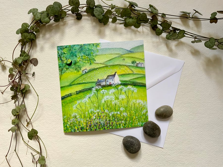 Buttercup Cottage, blank greetings card