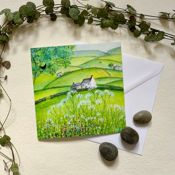 Buttercup Cottage, blank greetings card