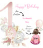 1st Personalised Girls Pink Floral Cute Birthday Card Handmade First Birthday - Image 3