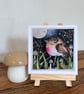 Whimsical Moon Gazing Robin Moonlight Art Print - Image 4