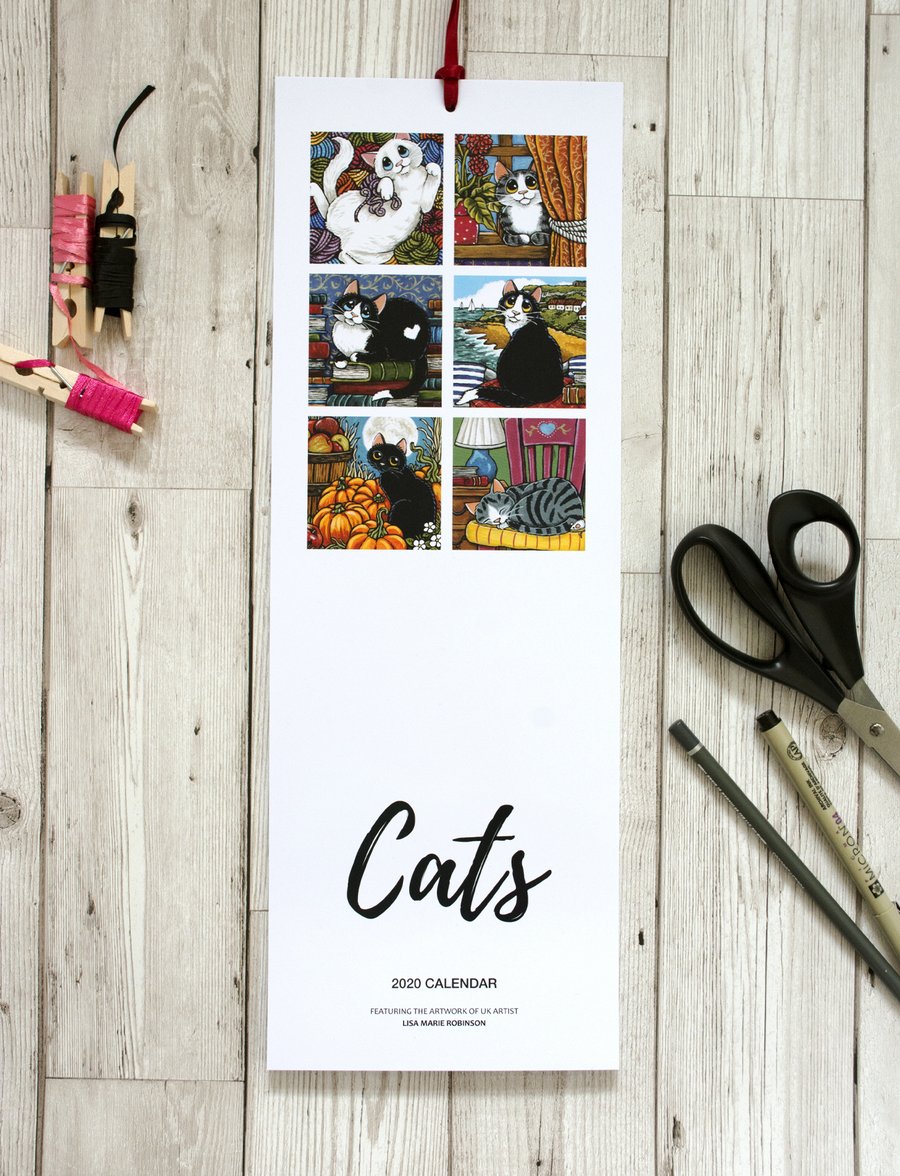 RESERVED - 2020 Cat Calendar - Art by Lisa Marie Robinson - Slim A3
