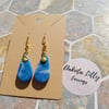 Blue and White drop polymer clay earrings