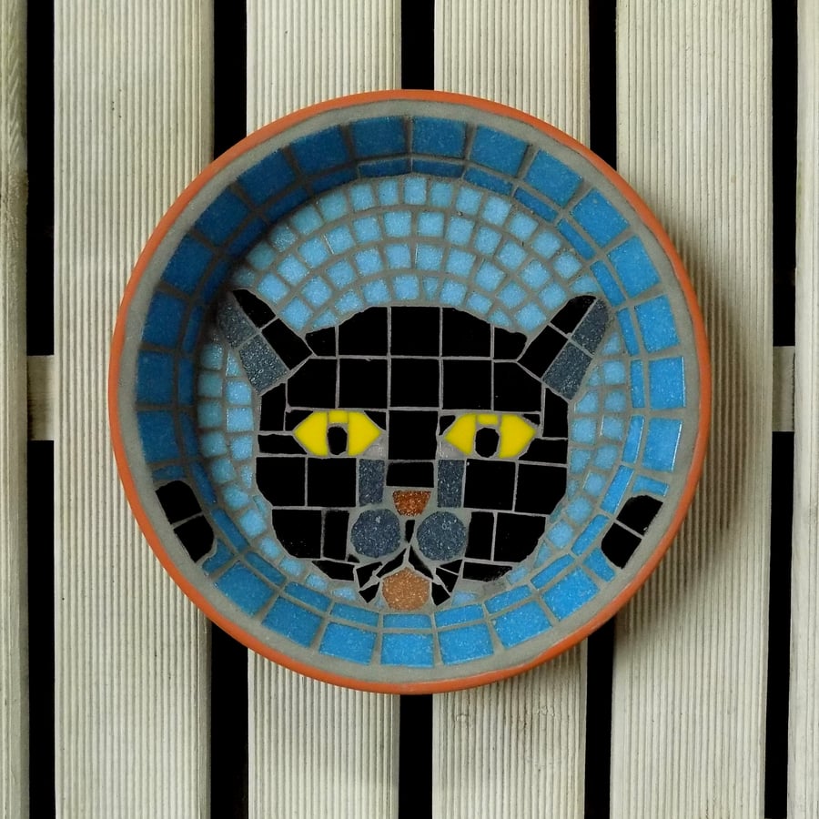Mosaic Black Lappy Cat Water Dish