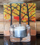 Handmade Fused Glass 'Autumn Tree' T Light Holder - Image 3