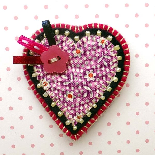 Sale! Felt Heart Brooch