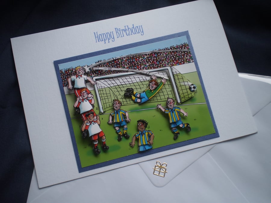 Handmade ,3D,Decoupage Football Greetings Card, Personalise