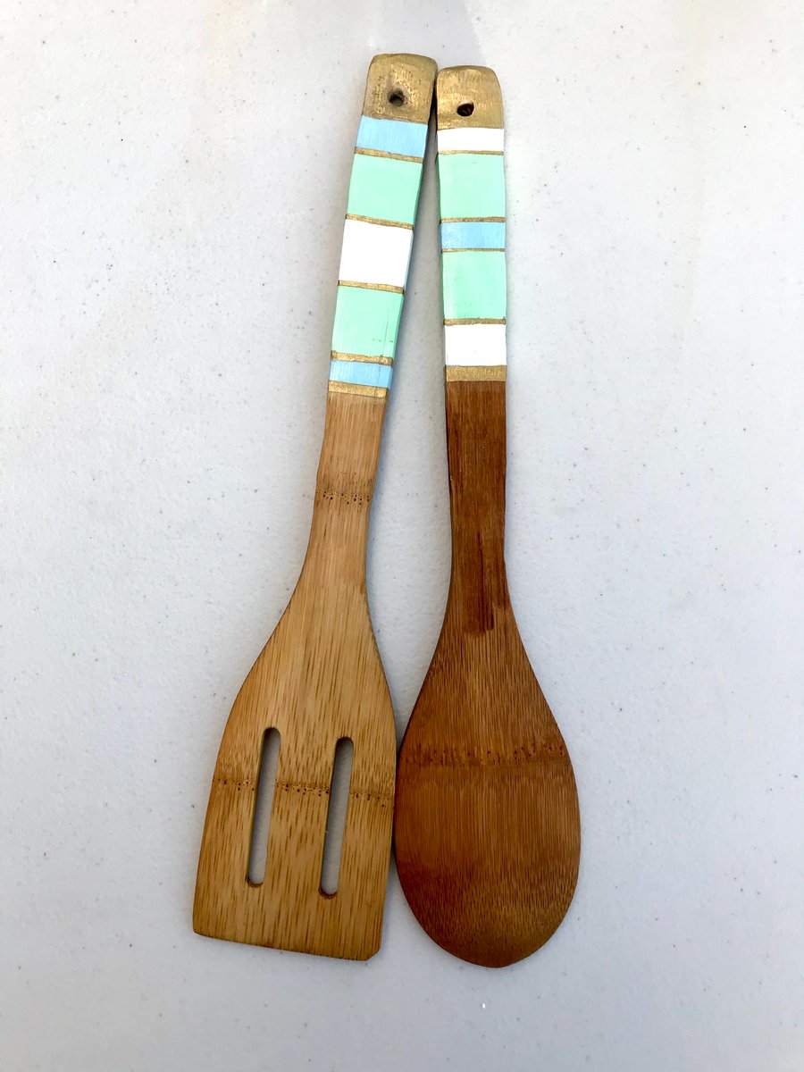 Hand painted Salad Servers
