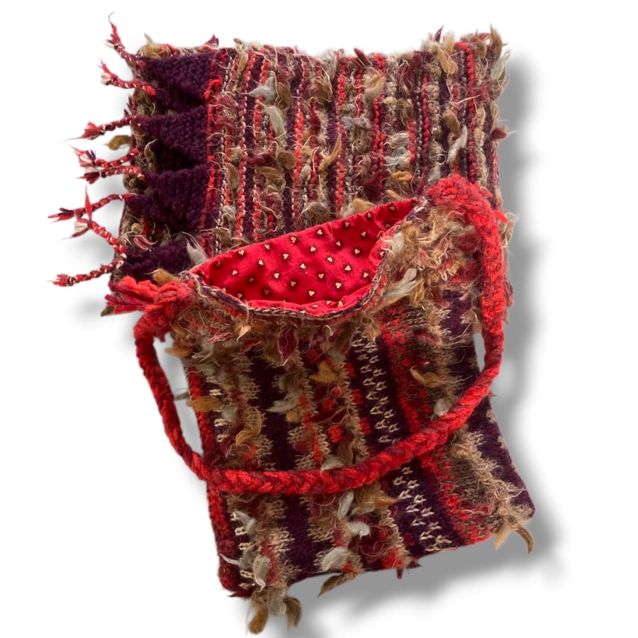 Destash Item - Handknitted Lined Bag and Matching Scarf