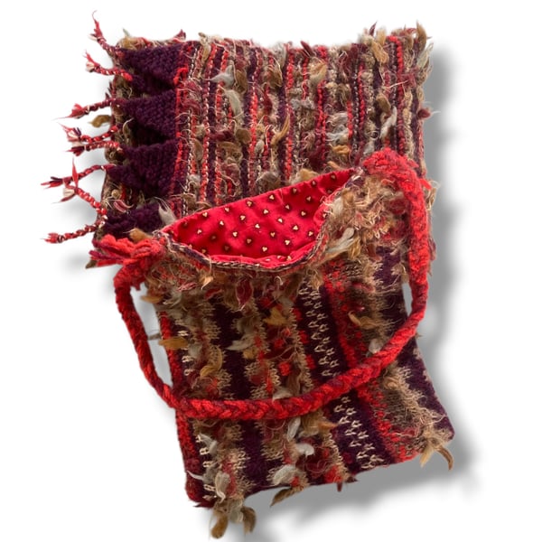 Destash Item - Handknitted Lined Bag and Matching Scarf