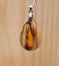 Olive wood and amber-coloured resin pendant - free UK postage - Image 5
