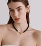 Black Onyx Gemstone Necklace Gold Heart Toggle Clasp, 16 Inch - Image 2