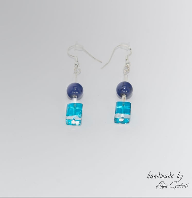 Earrings - Blue Lapis and glass