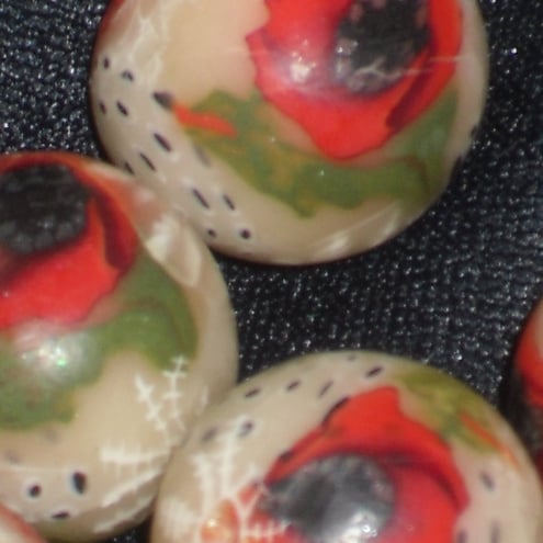 Handmade Bead Collection x 5 Poppy Beads