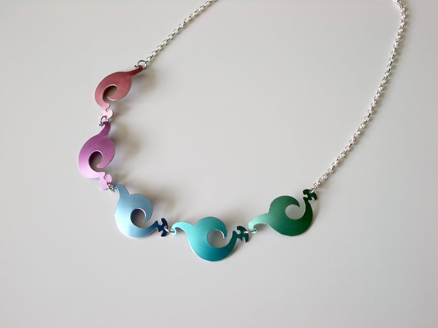 Spiral shapes pastel coloured necklace