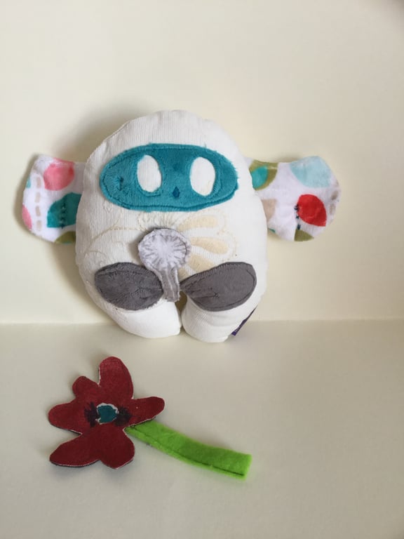 Winged Handmade plushie Wish Guardian with silver Dandelion, Kawaii, Nursery