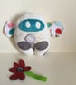 Winged Handmade plushie Wish Guardian with silver Dandelion, Kawaii, Nursery - Image 1