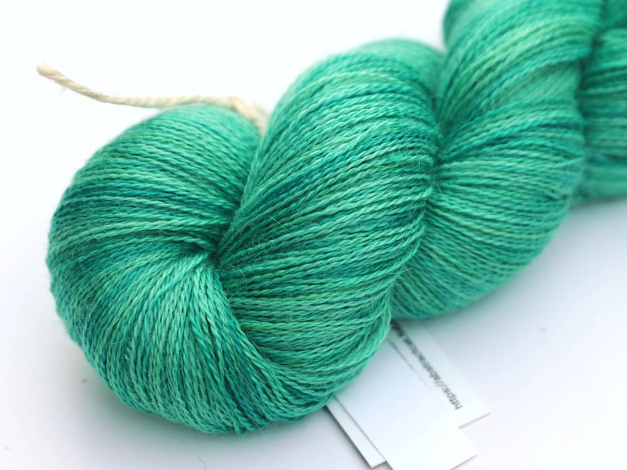 SALE: Sea Green - Silky baby alpaca laceweight yarn