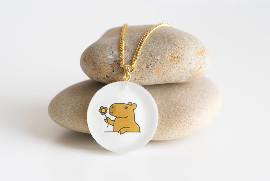 Cute capybara necklace kawaii resin animal pendant Jewelry gift for teen girl