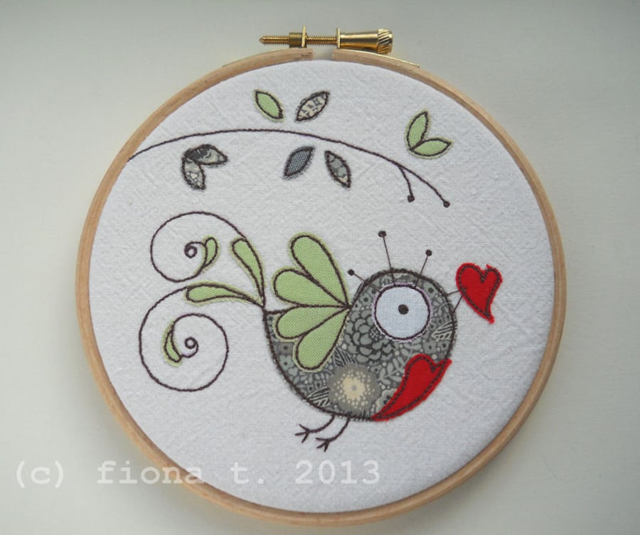 embroidered bird hoop 