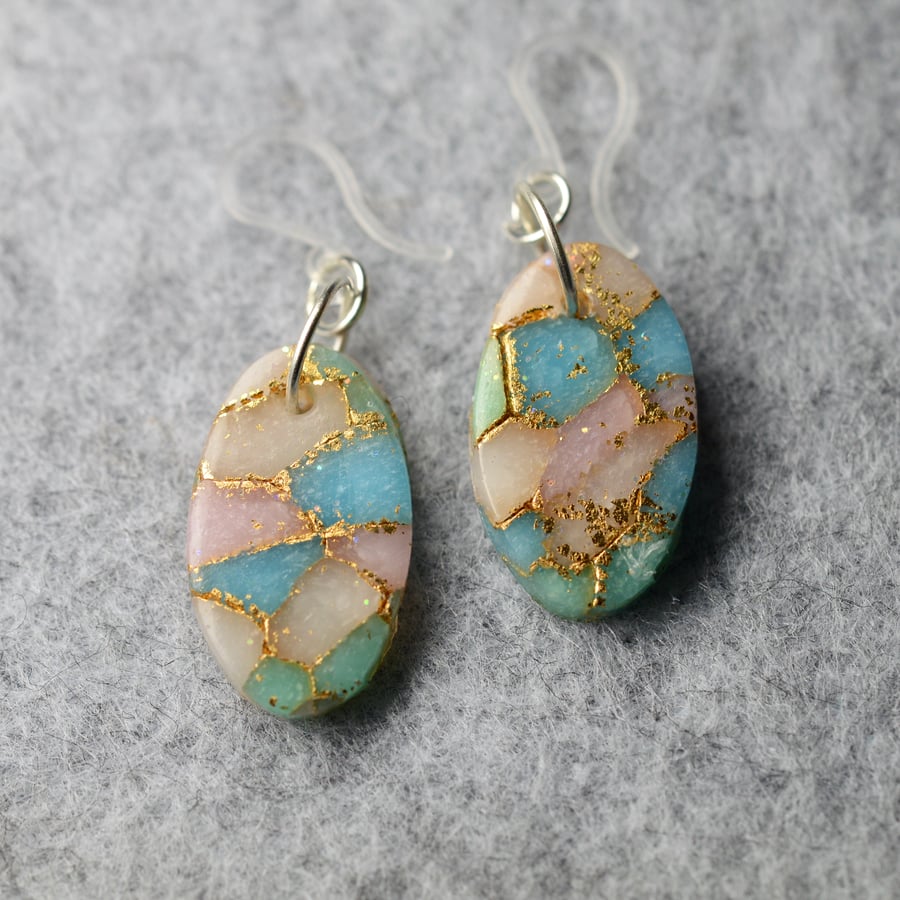 Sparkly Polymer Clay Drop Earrings 