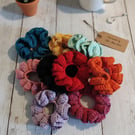 Crochet Ruffle Scrunchie: 100% Cotton Boho Hair Tie, Custom Colours