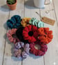 Crochet Ruffle Scrunchie: 100% Cotton Boho Hair Tie, Custom Colours