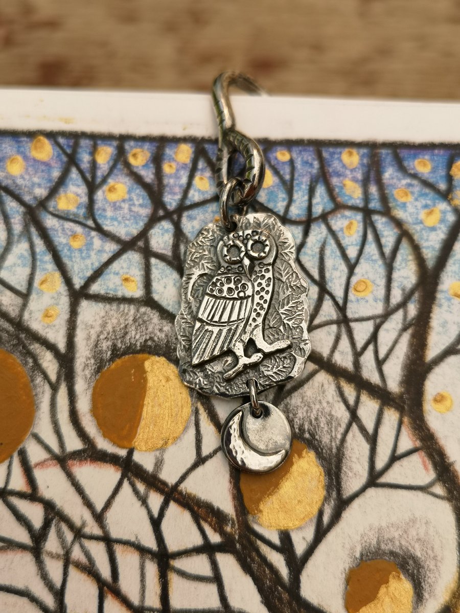Little Owl with Moon Charm Bookmark