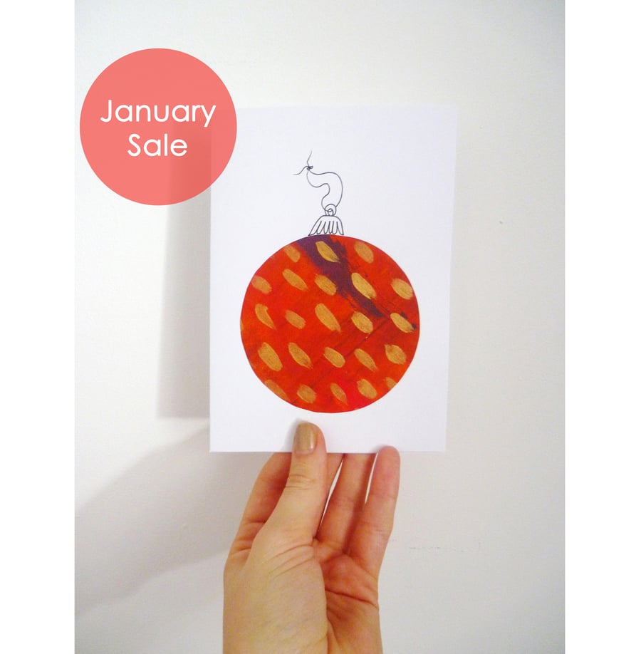 Sale- Free Postage - Collaged Bauble Christmas Cards