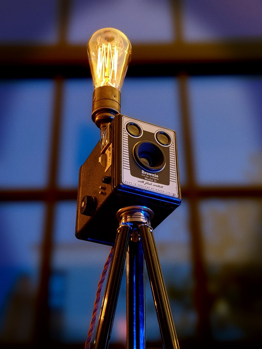 Upcycled Vintage 1950s Kodak Camera Edison Tripod Lamp
