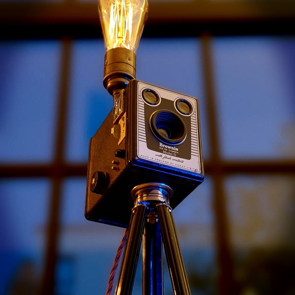 Upcycled Vintage 1950s Kodak Camera Edison Tripod Lamp