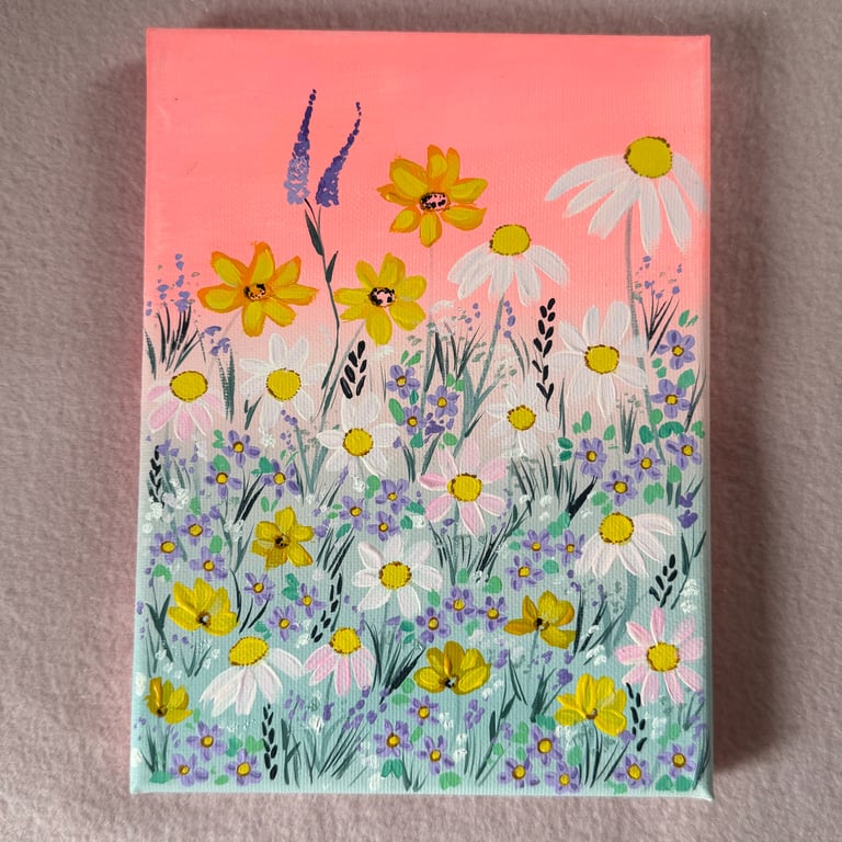 Bright Wildflowers Acrylic Painting