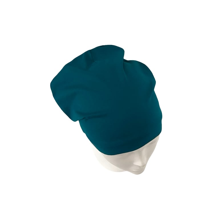 Teal blue beanie hat Slouchy soft viscose beanie cap Women hair loss headwear