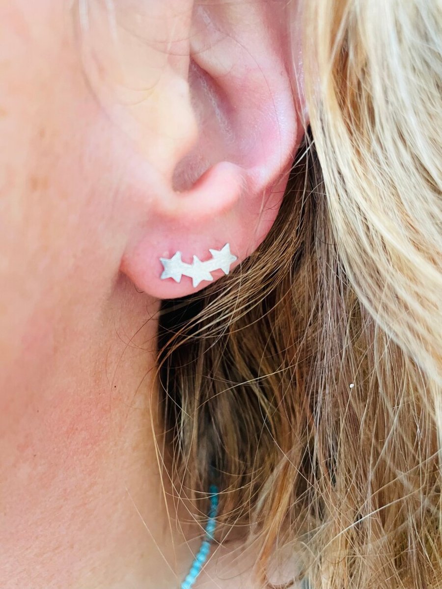 Silver Starburst Stud Earrings