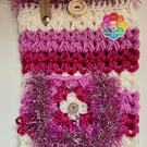 Handmade Pink Sparkle Book Sleeve – Crotchet Book Cover & Reader Gift