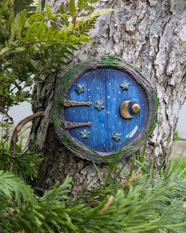 Handmade Starbound Fairy Door, Blue Fantasy Garden Decor