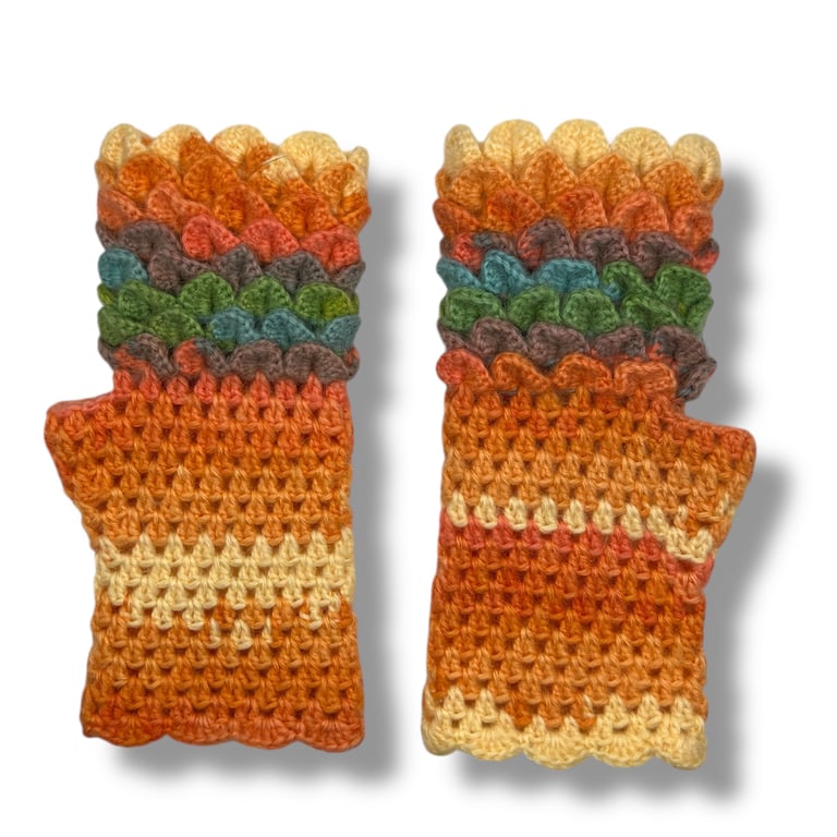 Crocheted Fingerless Dragon Scale Gloves