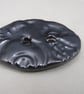 Large Metallic Pewter Brocade Oval Handmade Ceramic Button - Image 2