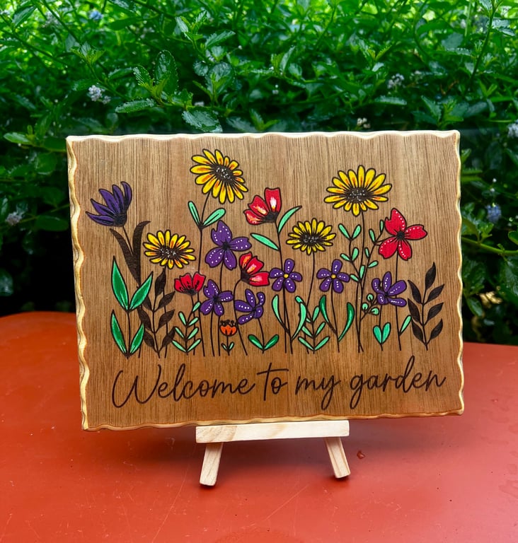 Welcome to my garden. Wooden plaque 
