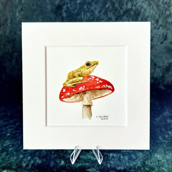 Toad on a Toadstool - Original Watercolour Painting