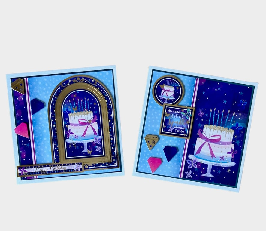 Birthday Cake and Candles! Set of Two Cake and Candles Birthday Cards. 