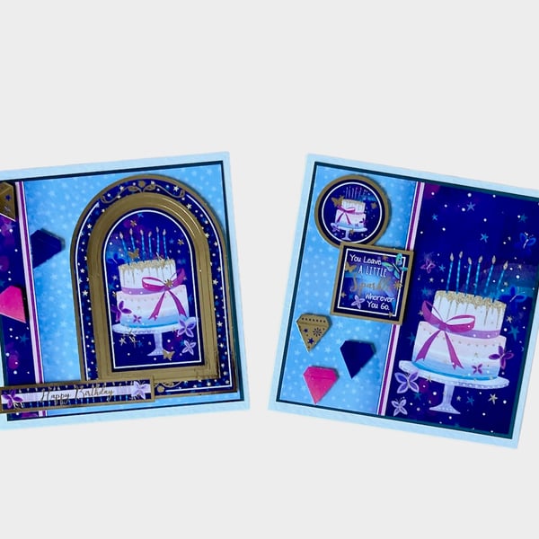 Birthday Cake and Candles! Set of Two Cake and Candles Birthday Cards. 