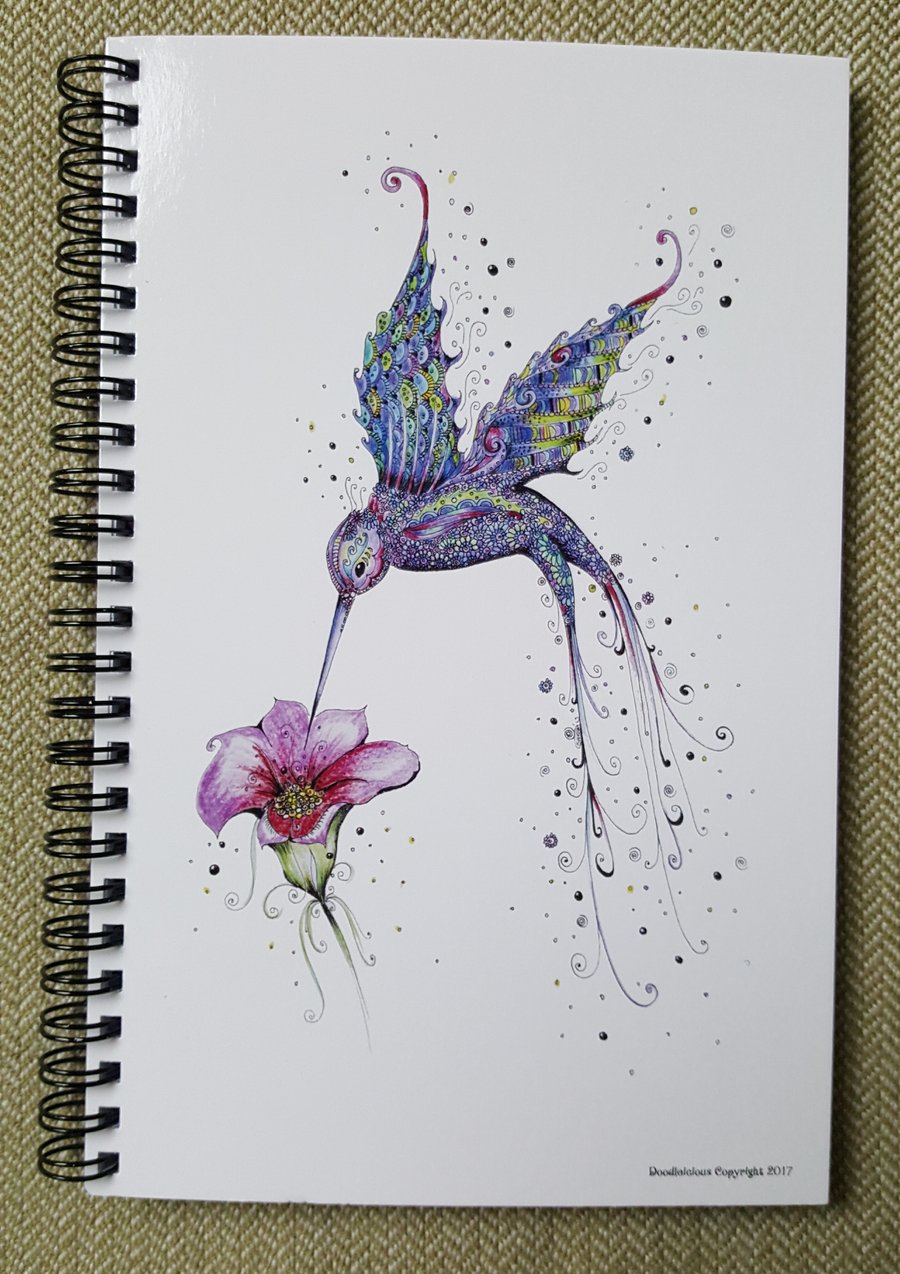 Purple Hummingbird a5 Notebook (lined)