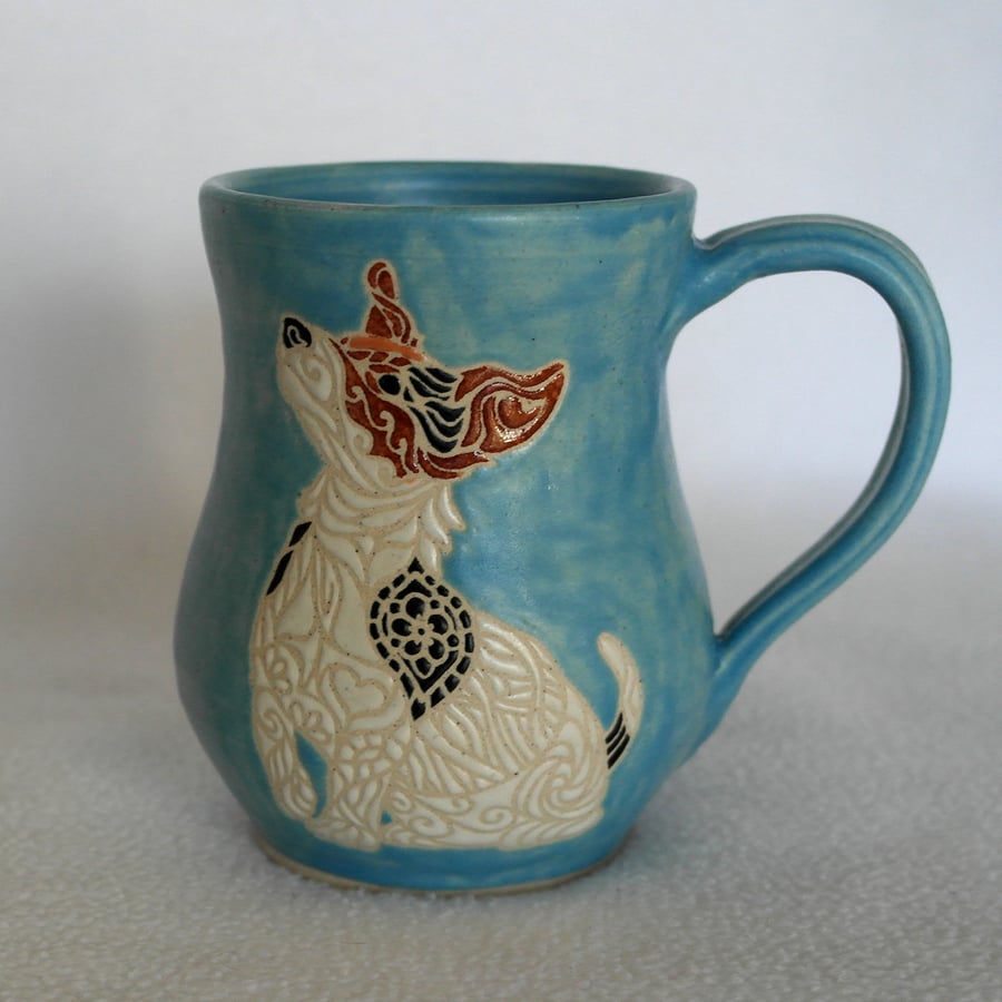 19-46 Handmade Stoneware Mug with Jack Russell Terrier JRT