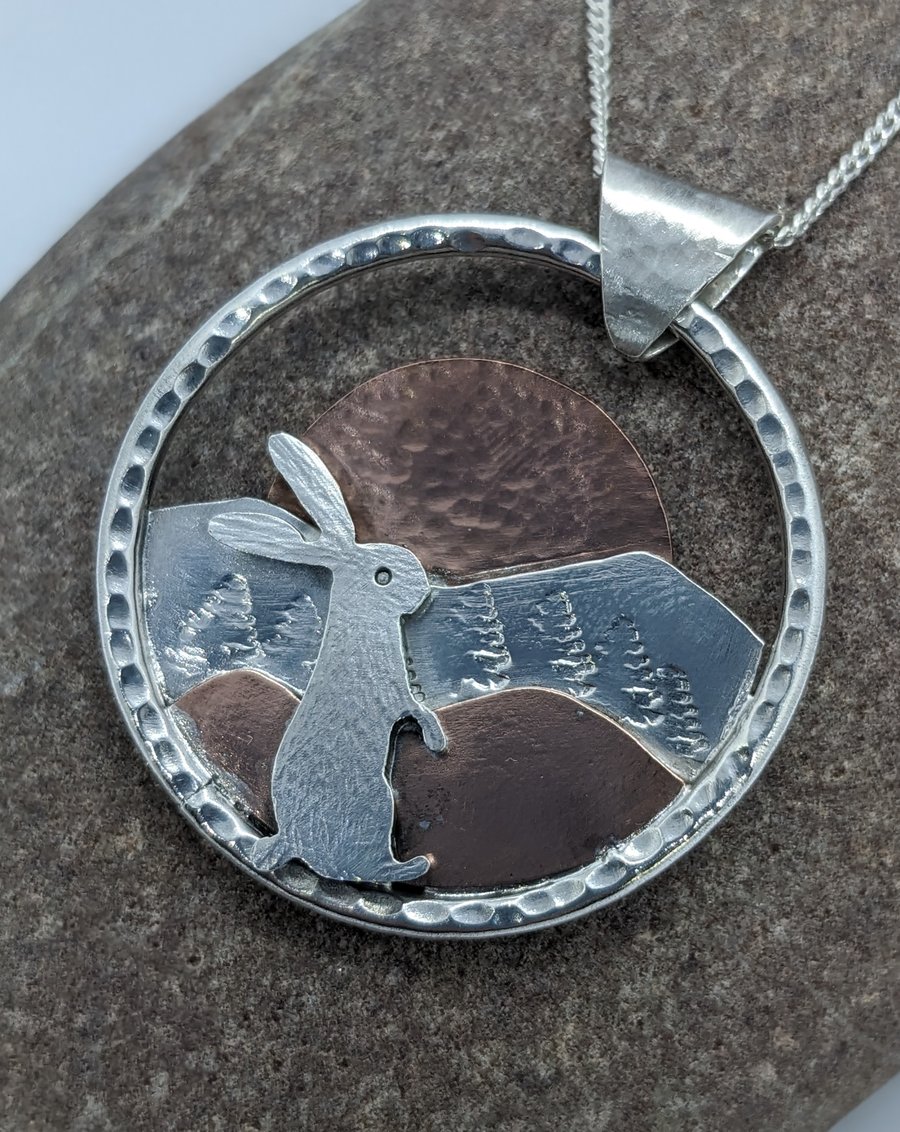 Handcrafted silver rabbit pendant